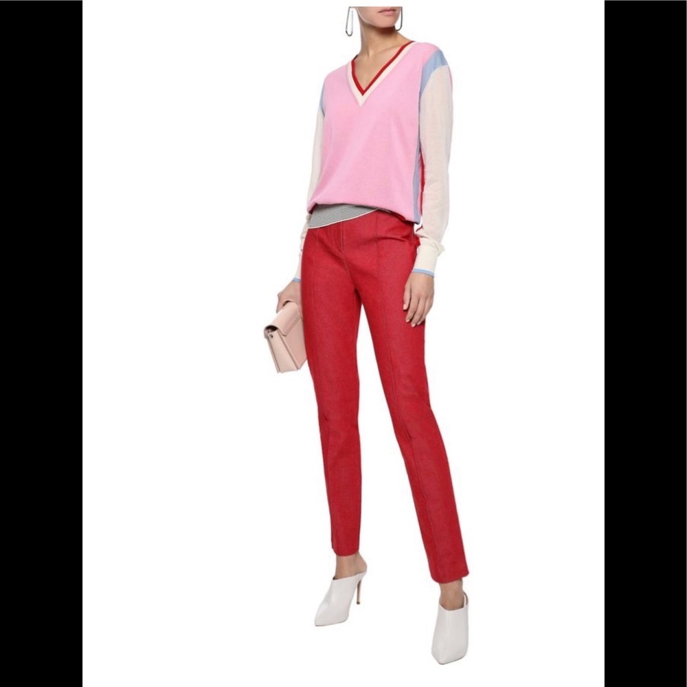 NWT Diane Von Furstenberg DVF Slim Leg Pant Red Pants Trousers Pull On